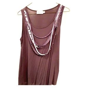 Grey tank top with neckline accents